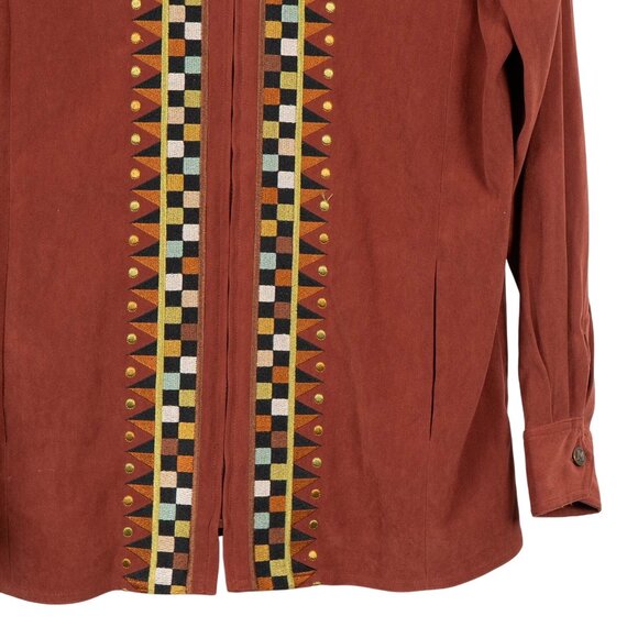 Bob Mackie Wearable Art Jacket Womens M Orange Rust Horse Embroidery Geometric - Picture 3 of 7